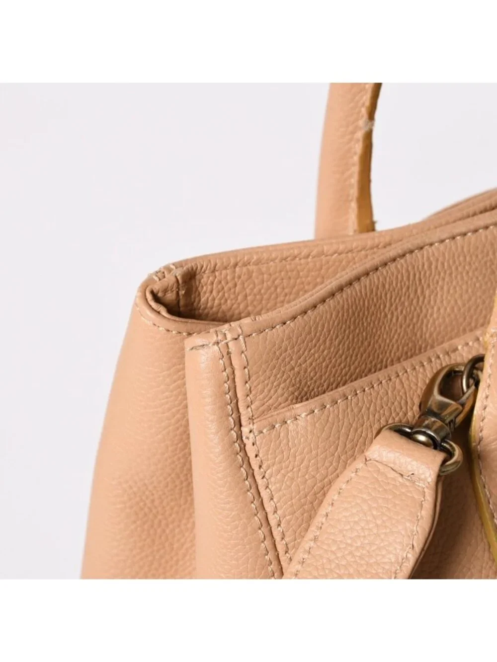 Chanel Executive Tote Bag CC Logo Turnlock Calfskin Beige